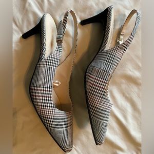 Ann Taylor Plaid Sling Back Heal SZ 10